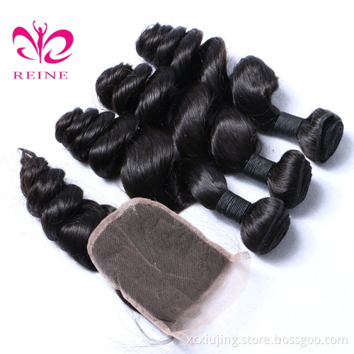 cheap virgin brazilian Loose wave remy hair extension virgin loose wave brazilian human hair weave bundles with lace closure